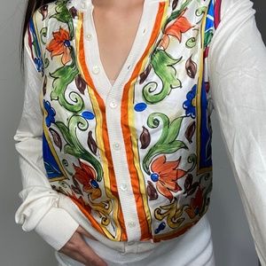 Woman Dolce & Gabbana Floral Cardigan Silk Sweater